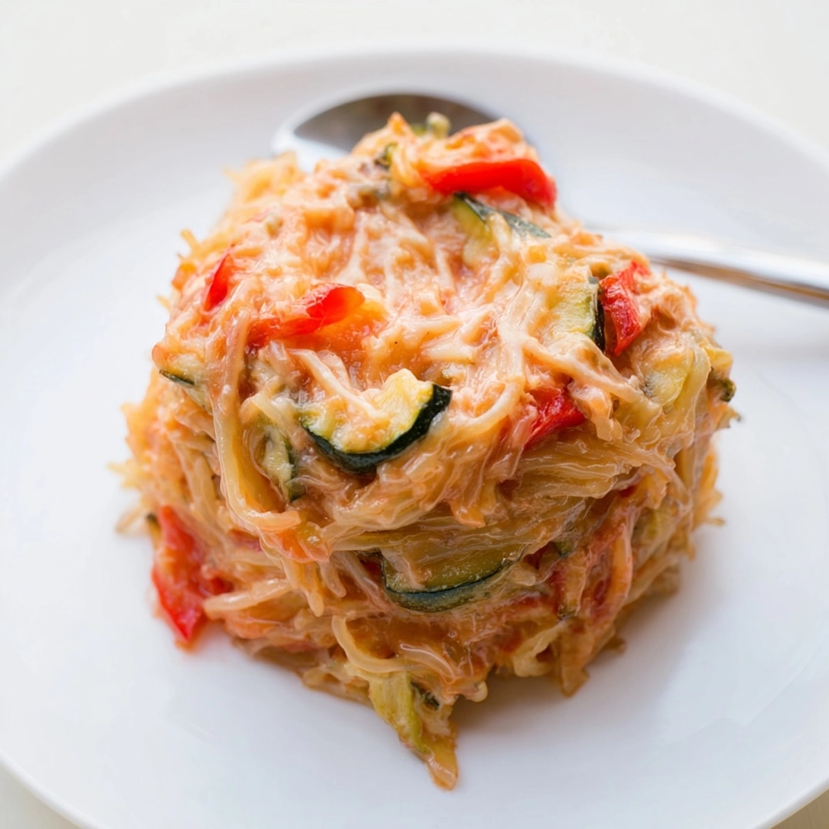 Creamy Palmini Angel Hair Casserole bubbling from the oven, smelling of tomatoes, herbs, and Parmesan.