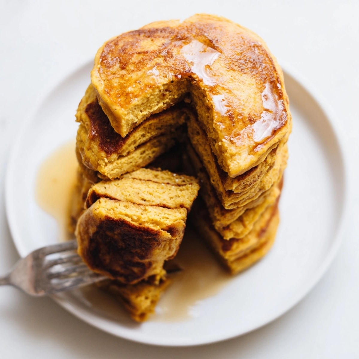 Fluffy Paleo Pumpkin Pancakes with hints of cinnamon and nutmeg, a perfect fall morning treat.