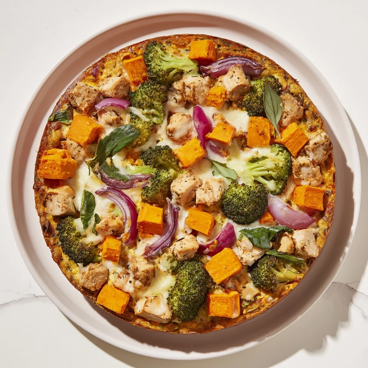 See a beautifully browned Winter Garden High Protein Bake, filled with hearty vegetables and savory chicken.