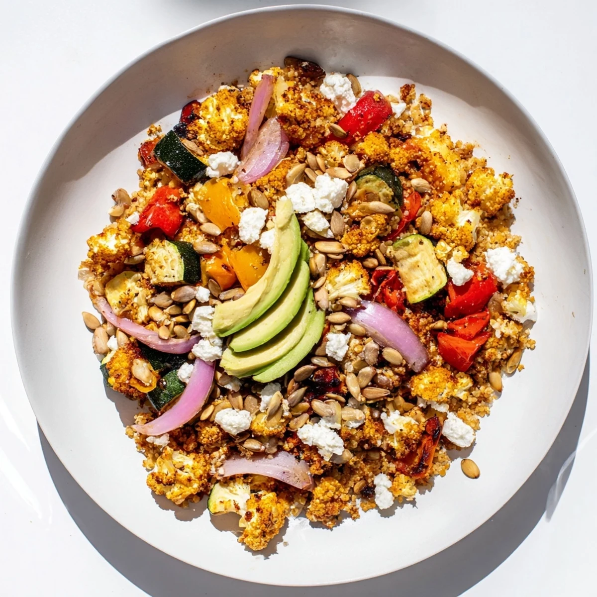 A colorful close-up of a delicious Solstice Low Carb Grain Bowl, perfect for a healthy lunch.