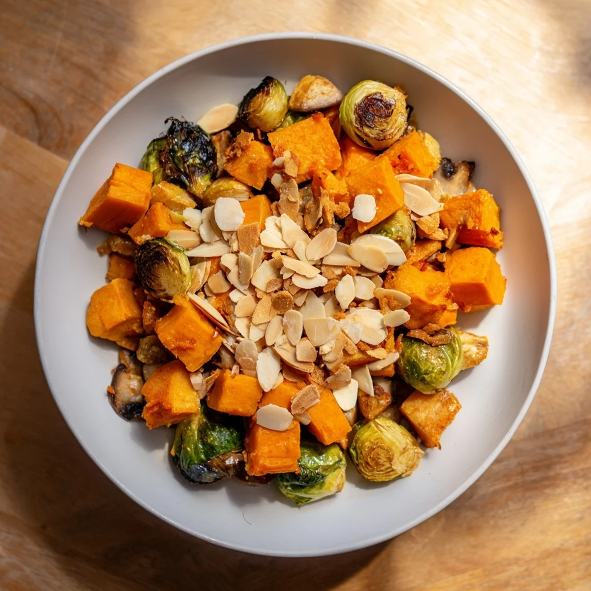 Golden-brown Winter Harvest Vegan Casserole bubbling hot, served with fresh herbs for a comforting dinner.