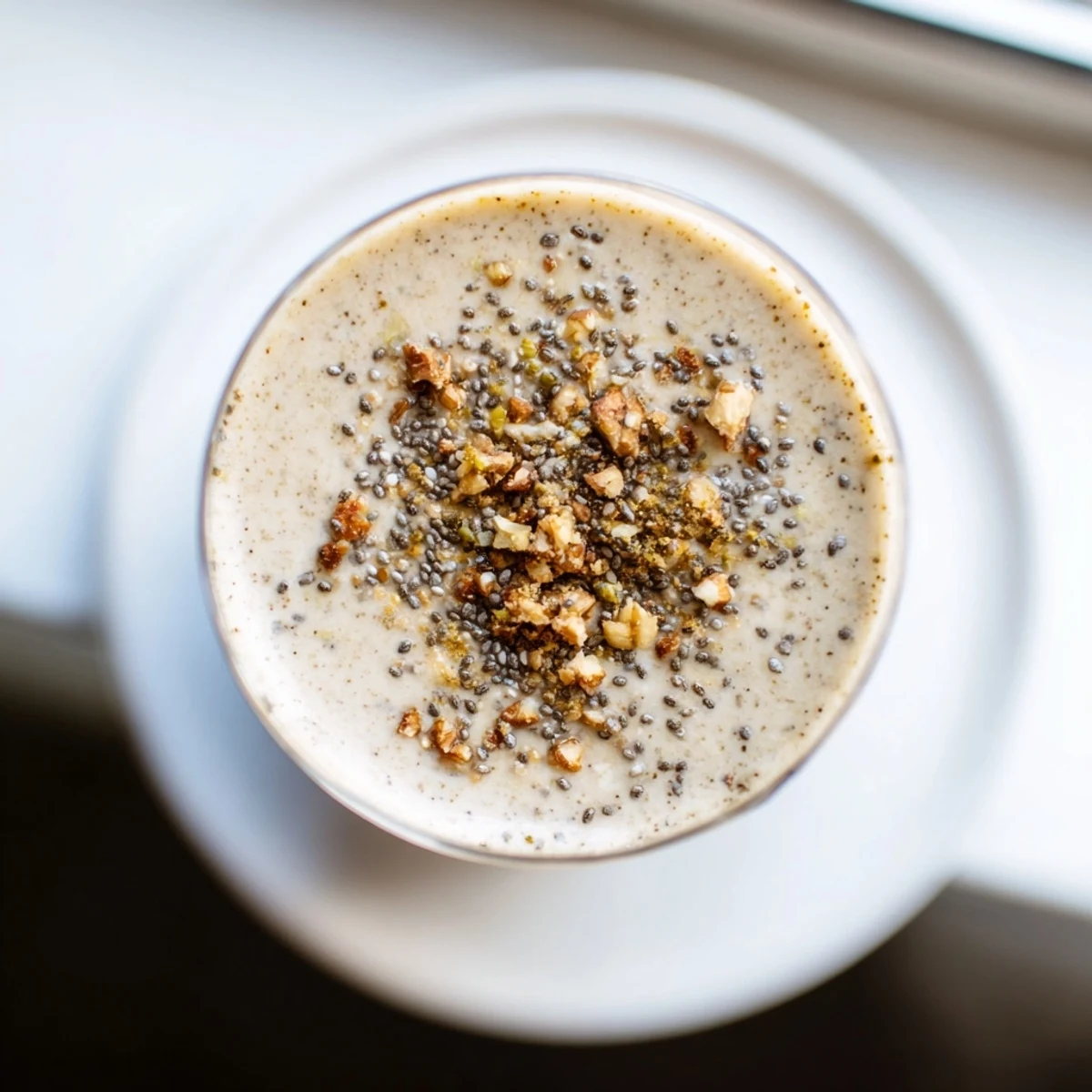 Thick and frosty Winter Harvest Keto Smoothie, a keto-friendly breakfast made with fresh greens.