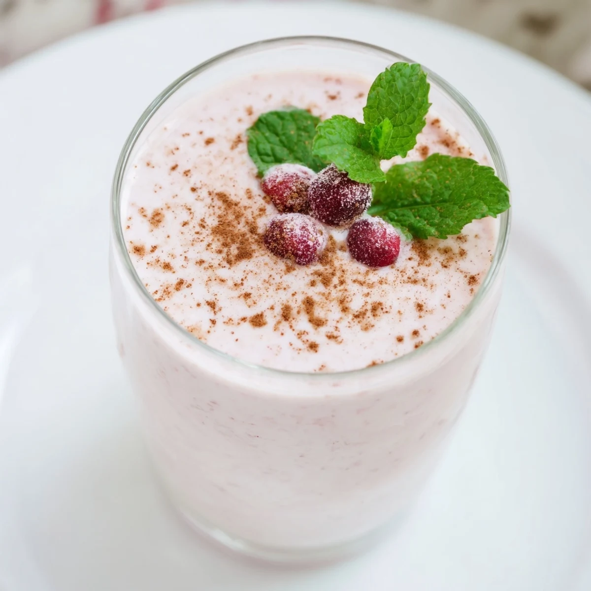 A refreshing Holiday Market Low Carb Smoothie, garnished with mint, promises a delicious, low-carb treat.