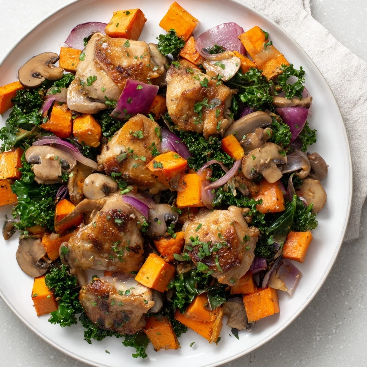Warm, inviting image of the Winter Wellness Paleo Skillet, bursting with colorful vegetables and tender chicken.