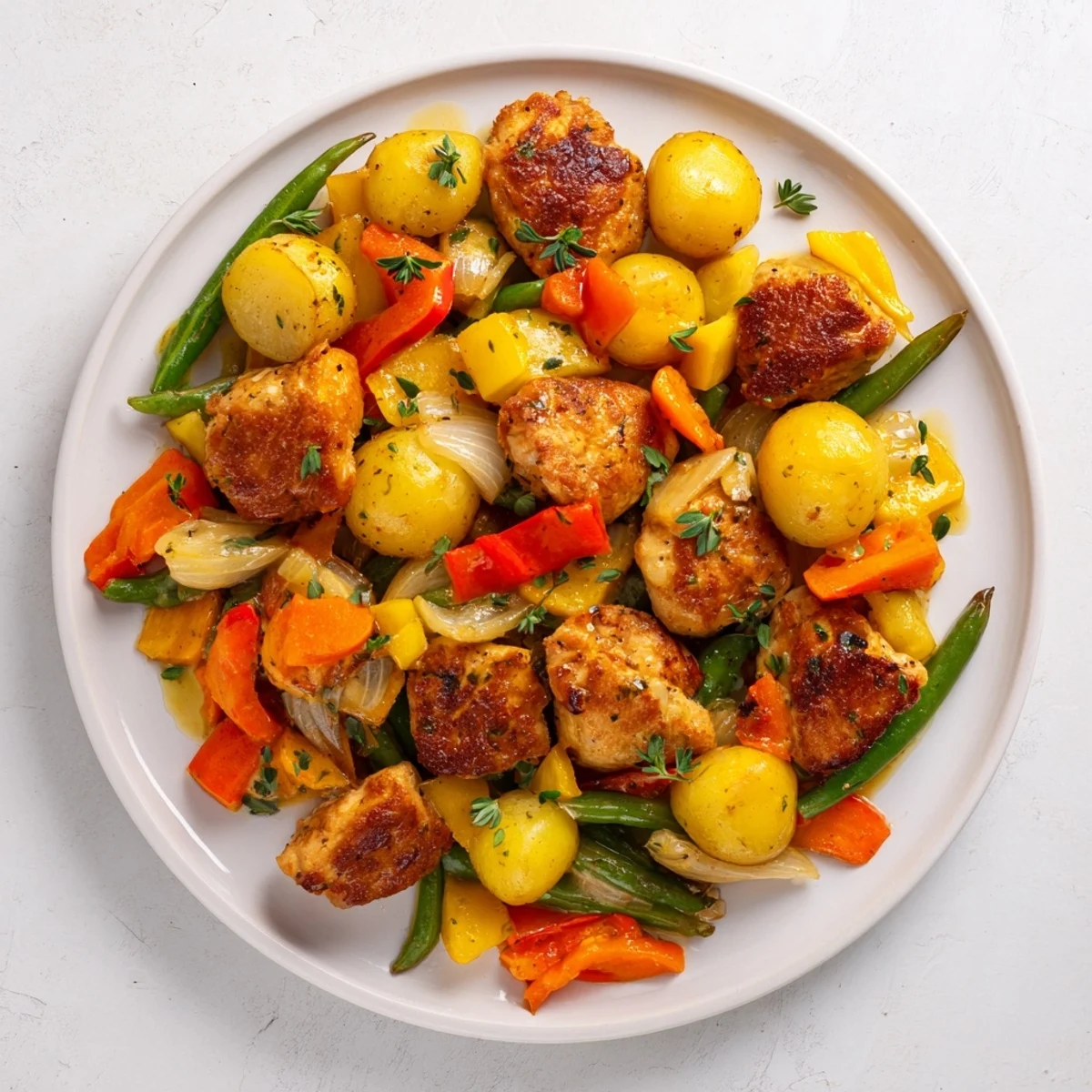 Golden-brown Cozy Garlic Herb Turkey Skillet, aromatic and steaming, ready to serve with fresh parsley.