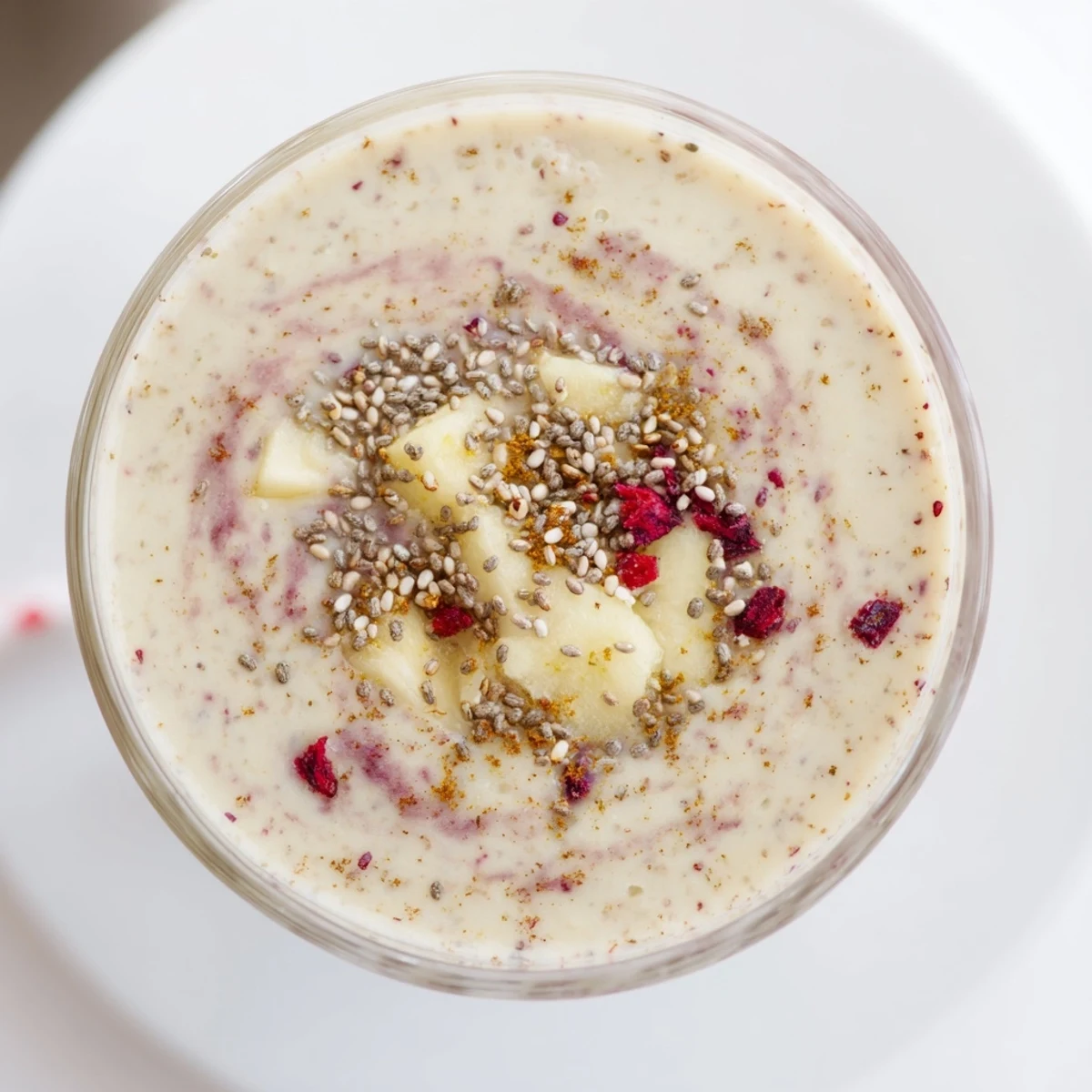 A vibrant, creamy Holiday Market High Protein Smoothie, blended with ice and ready to enjoy.