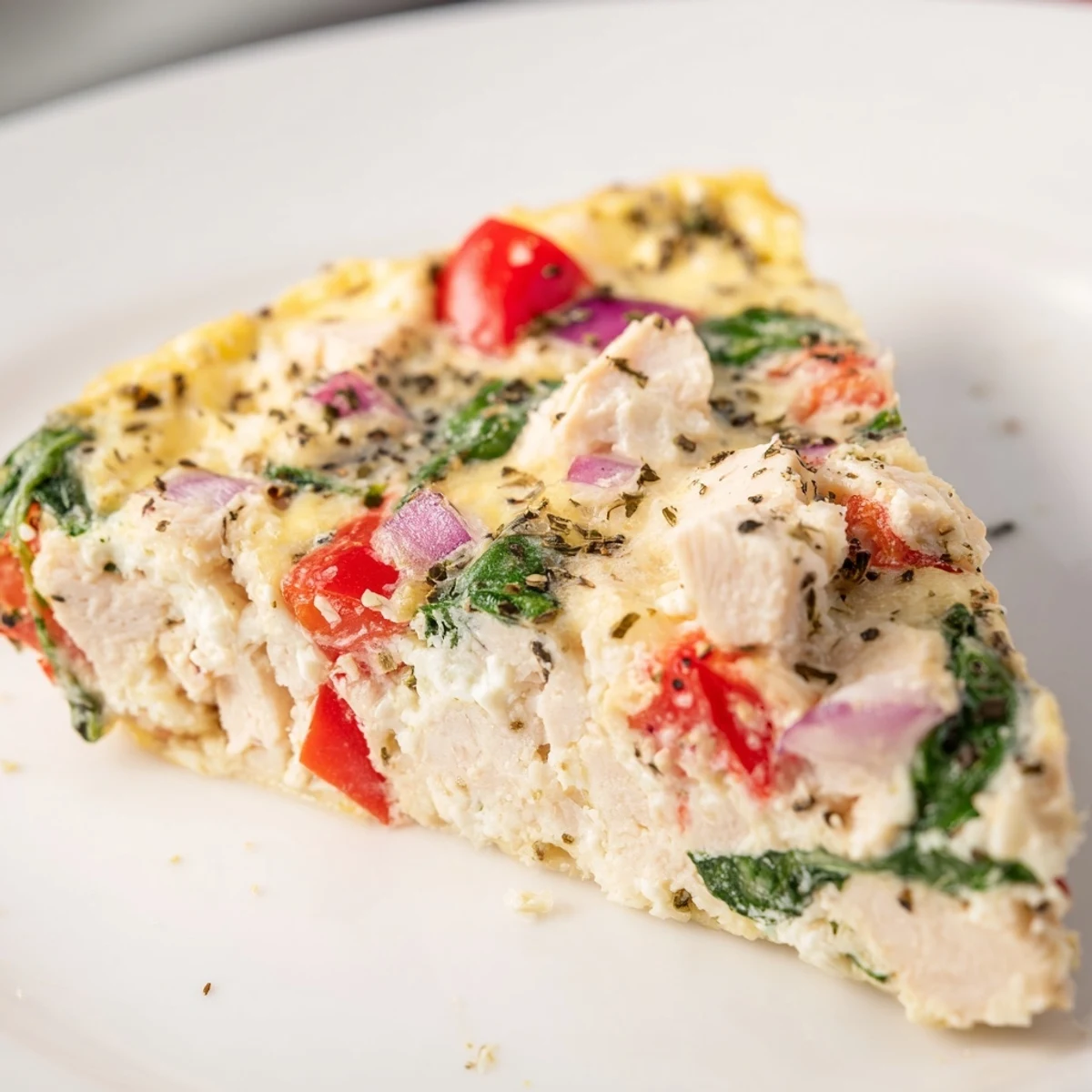 Rustic ovenproof skillet with Frosty Morning High Protein Frittata, garnished with herbs and set on a cozy wooden breakfast table.