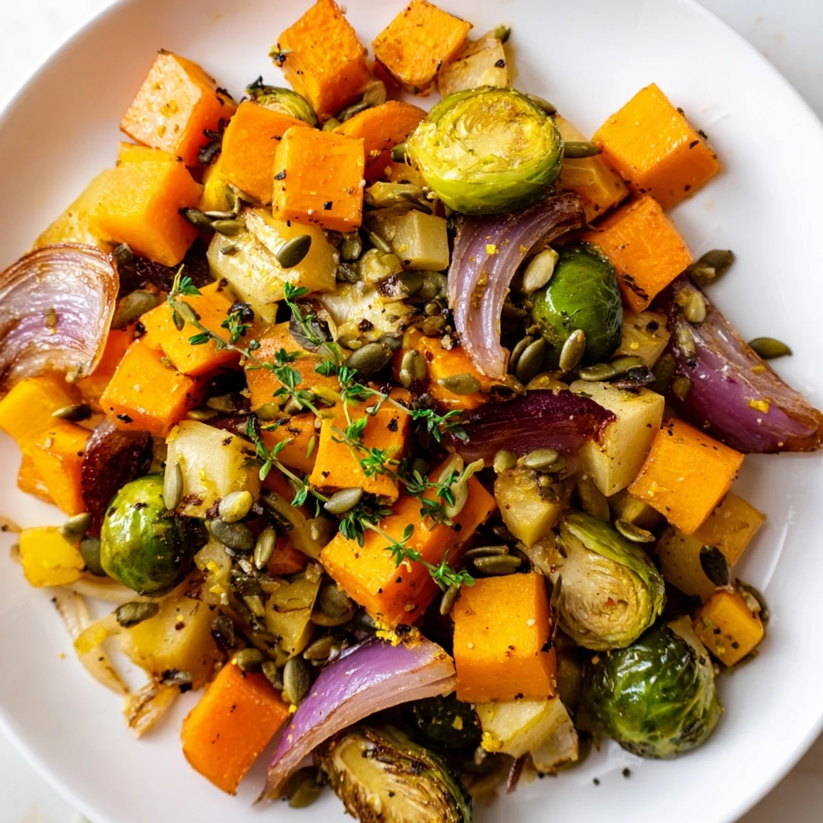 Winter Harvest Vegan Side Dish served warm on a rustic platter, showcasing vibrant carrots, parsnips, and red onion with a glistening lemon zest finish.