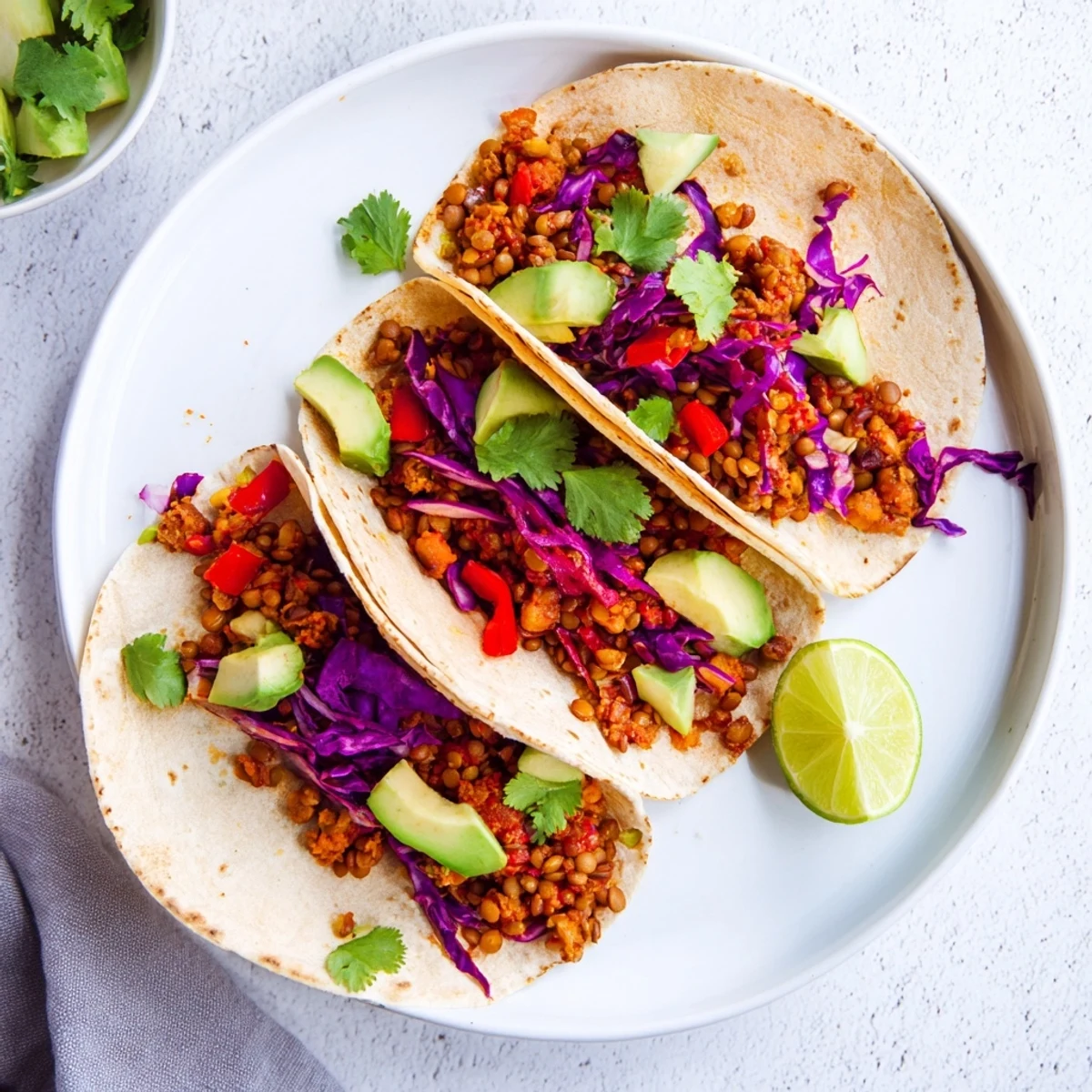 Roasted sweet potatoes and zucchini fill warm corn tortillas in these colorful Warm Hearth Vegan Tacos, topped with fresh avocado and cilantro.