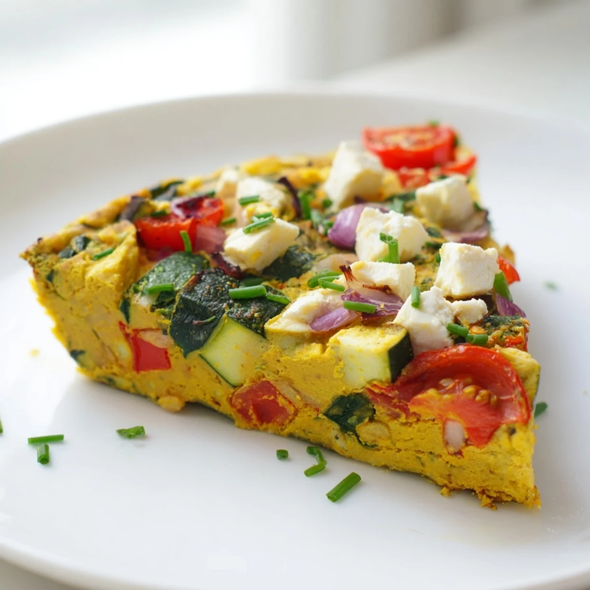 Freshly baked New Year Vegan Frittata emerges from the oven, showcasing golden edges and vibrant red bell peppers and green spinach.