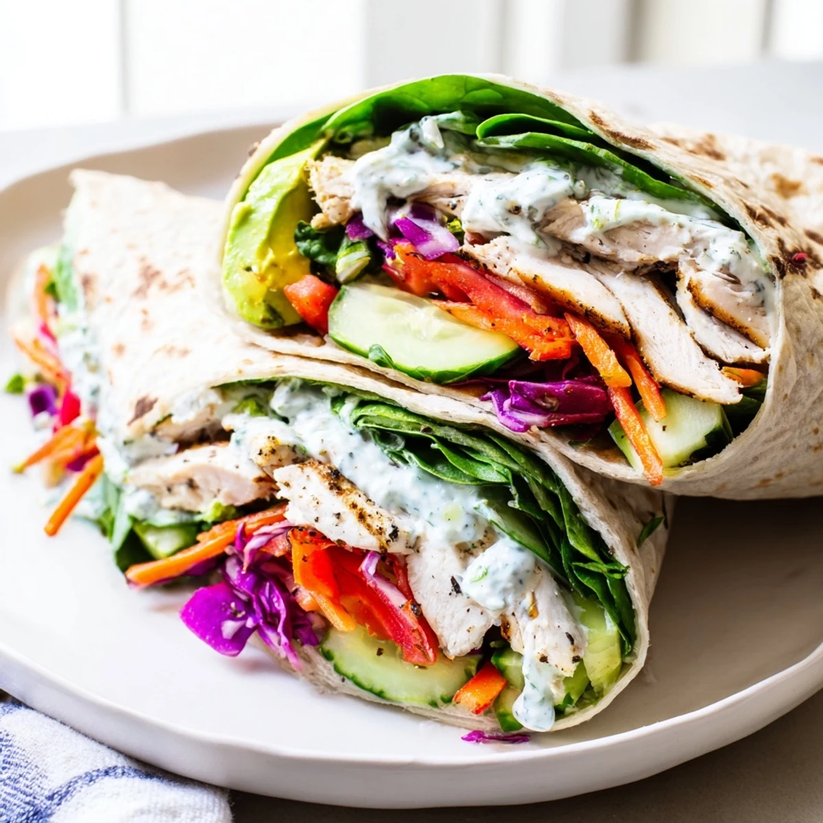 Hand holding a freshly rolled Seasonal Glow Low Carb Wrap, ready to enjoy as a light, healthy meal.