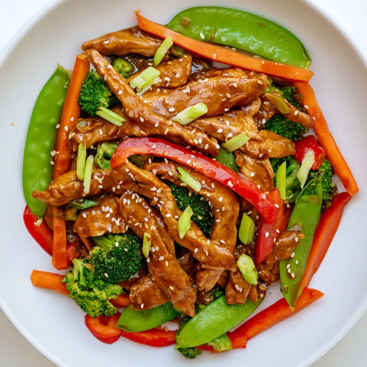 A close-up of Winter Wellness High Protein Stir Fry featuring colorful peppers, tender tofu, and toasted sesame seeds, fresh cilantro garnish.