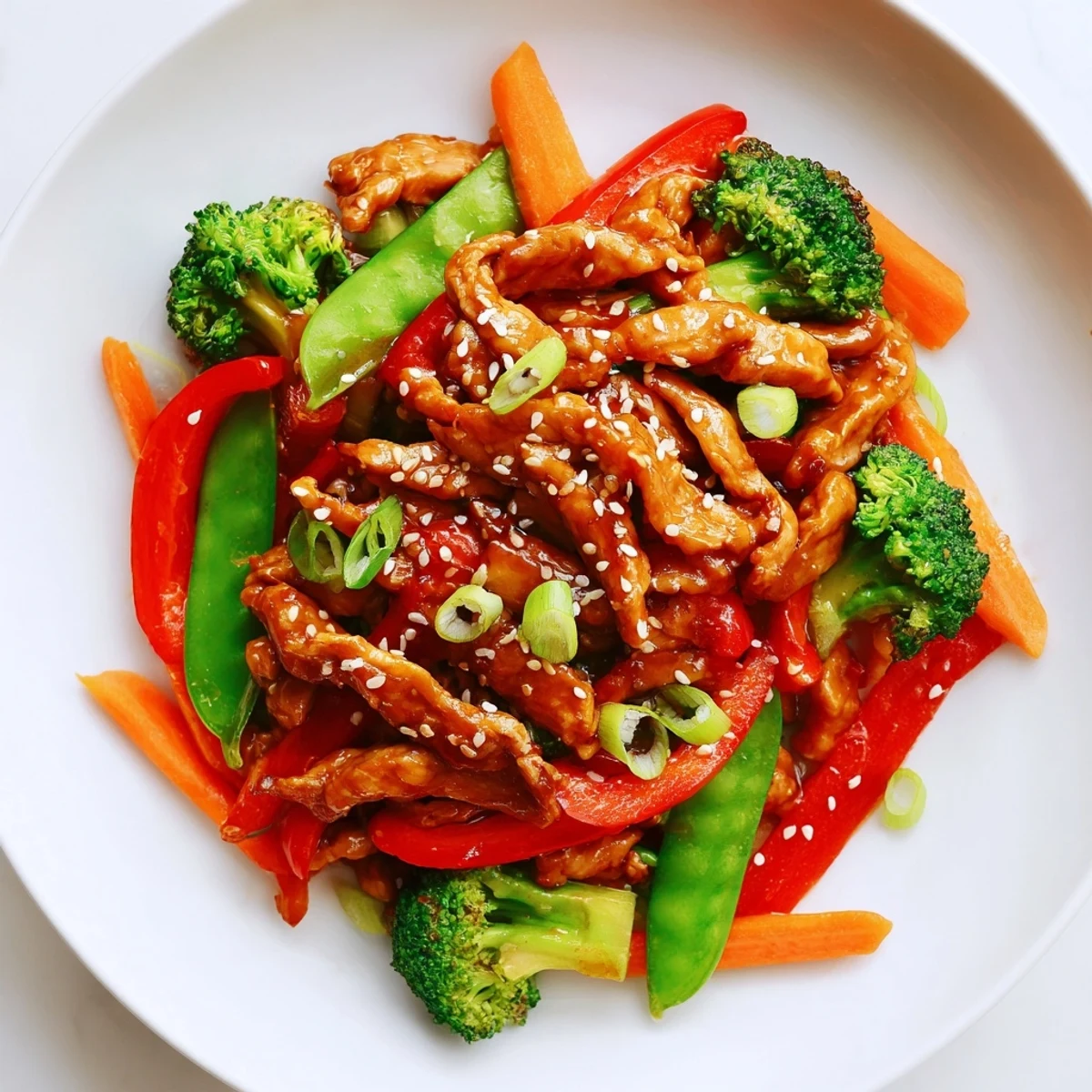 Sizzling Winter Wellness High Protein Stir Fry with chicken, crisp broccoli, and carrots in a glossy ginger-garlic sauce served over rice.