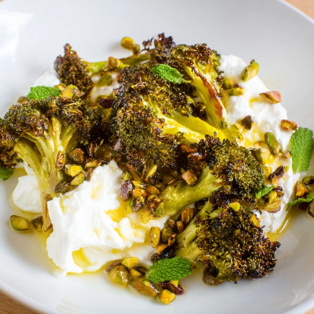 Whipped feta base crowned with caramelized hot honey roasted broccoli and walnuts, ready to serve with pita.