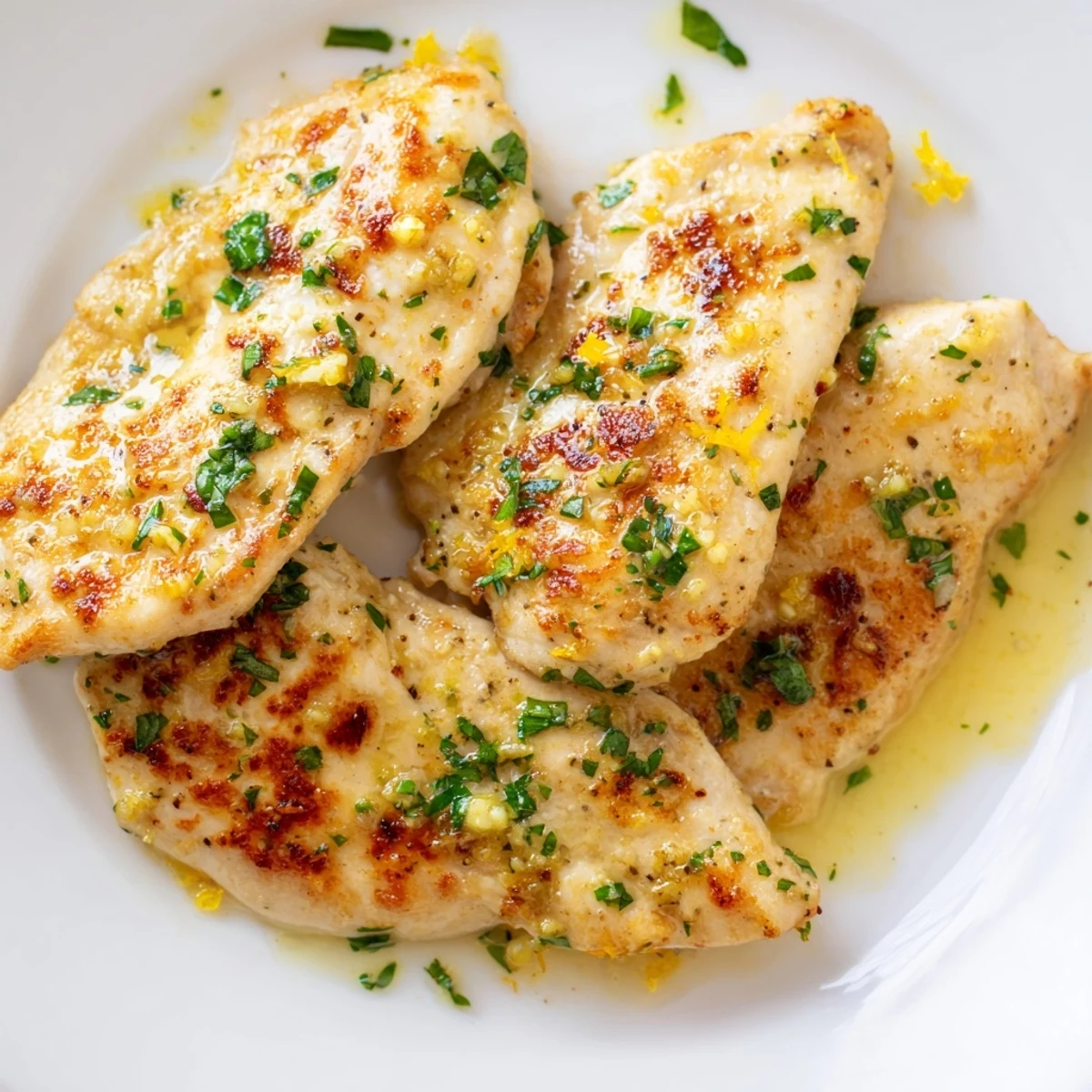 Sizzling skillet of Garlic Butter Chicken With Roasted Rainbow carrots garnished with fresh parsley, ready for a vibrant family dinner.