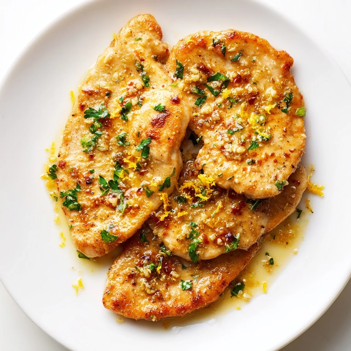 Golden glazed garlic butter chicken with tender roasted rainbow carrots, served on a plate with a lemon wedge and herbs. Garlic Butter Chicken With Roasted Rainbow Carrots