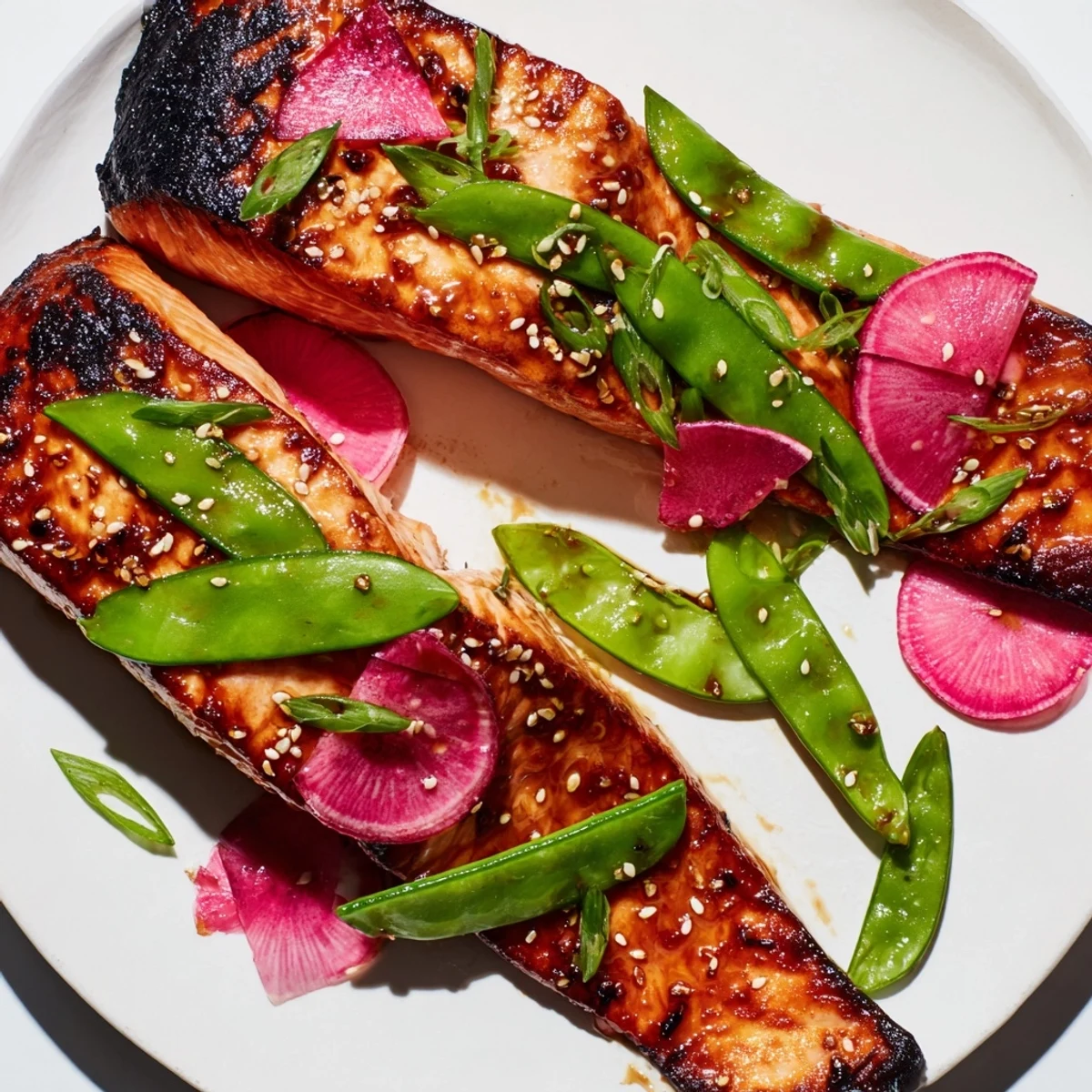Miso Maple Salmon Sesame Snap Peas