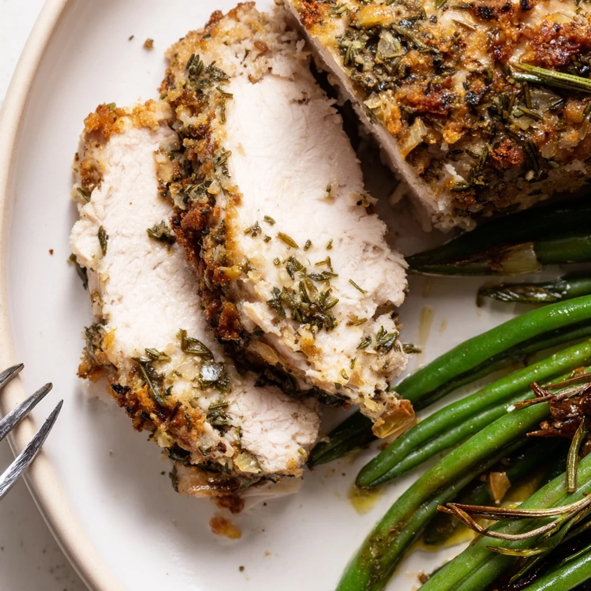 Sheet pan Garlic Herb Chicken With Roasted Green Beans, sizzling fragrant herbs and garlic  