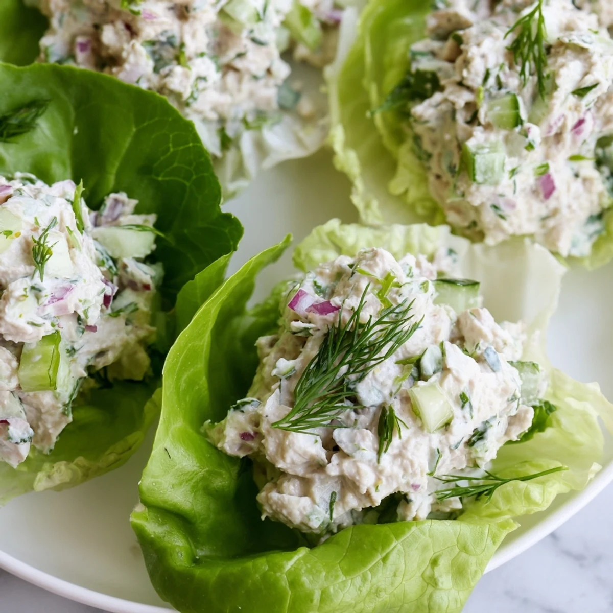 Cottage Cheese Tuna Lettuce Cups