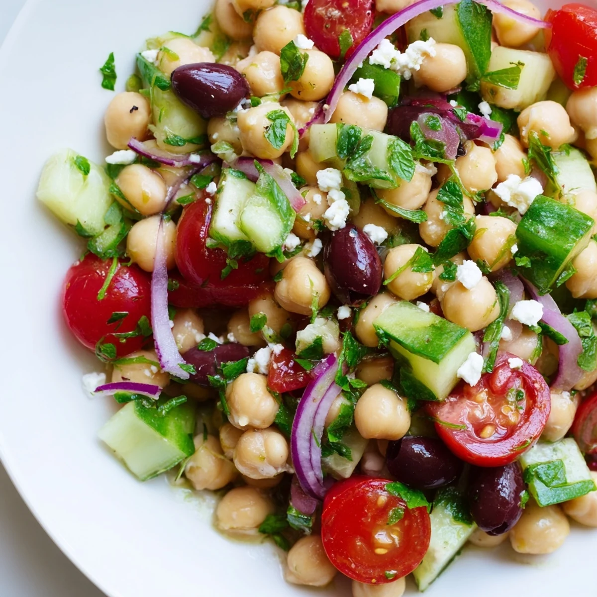Mediterranean Chickpea Tomato Cucumber Basil