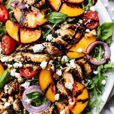 Grilled Peach Tomato Basil Chicken