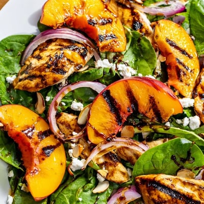 Grilled Nectarine Spinach Chicken Salad