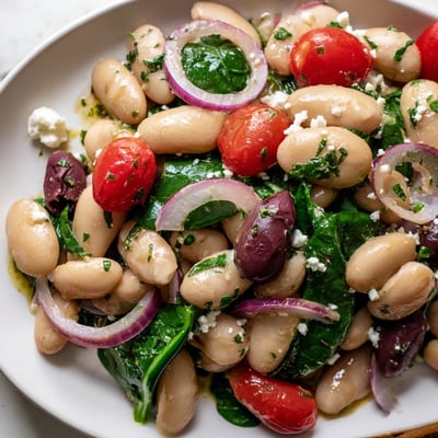 Mediterranean White Bean Spinach Salad