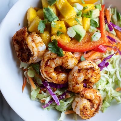 Spicy Mango Shrimp With Crunch Slaw